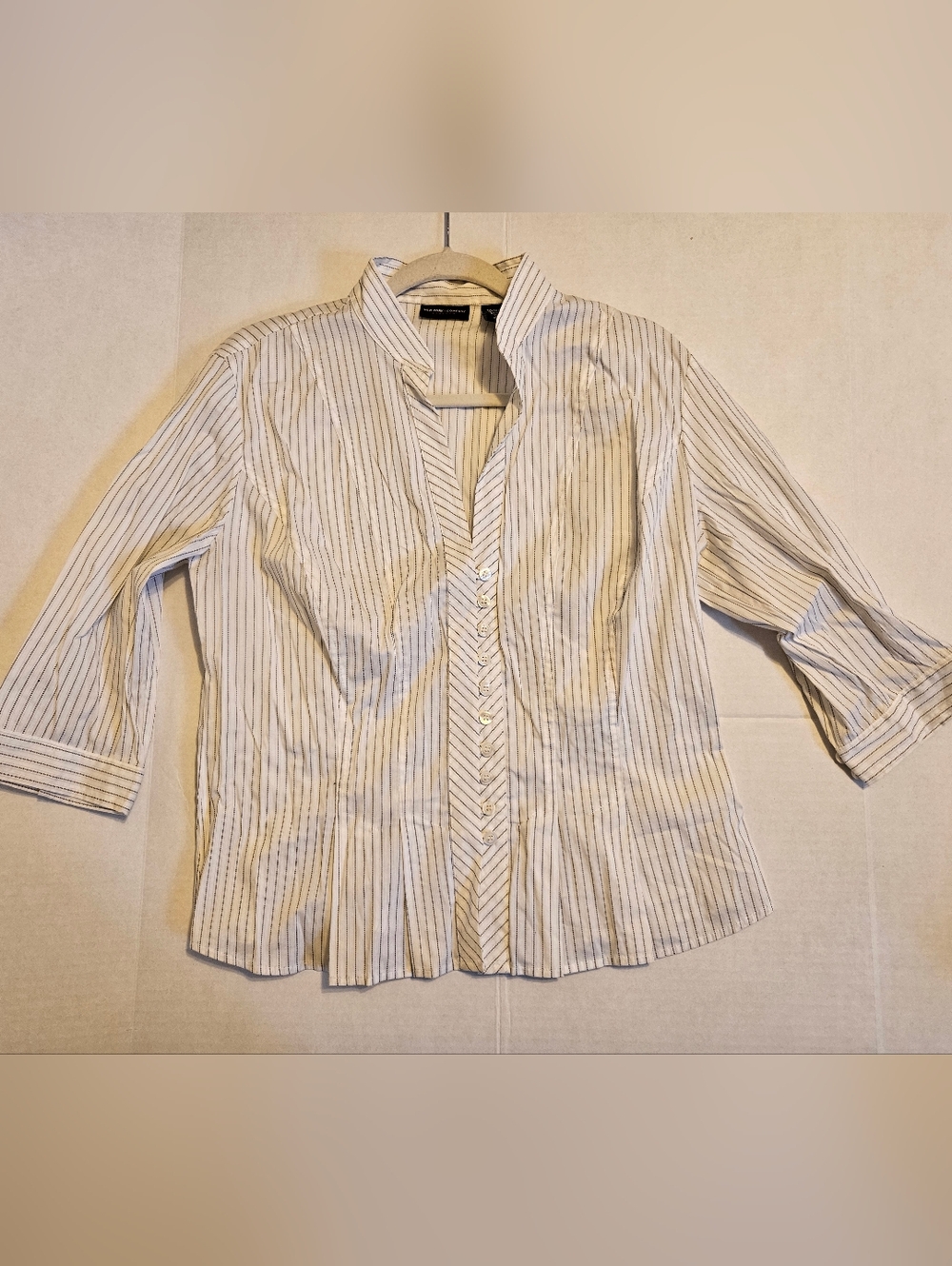 New York & Company White Shirt with Black Pinstripes